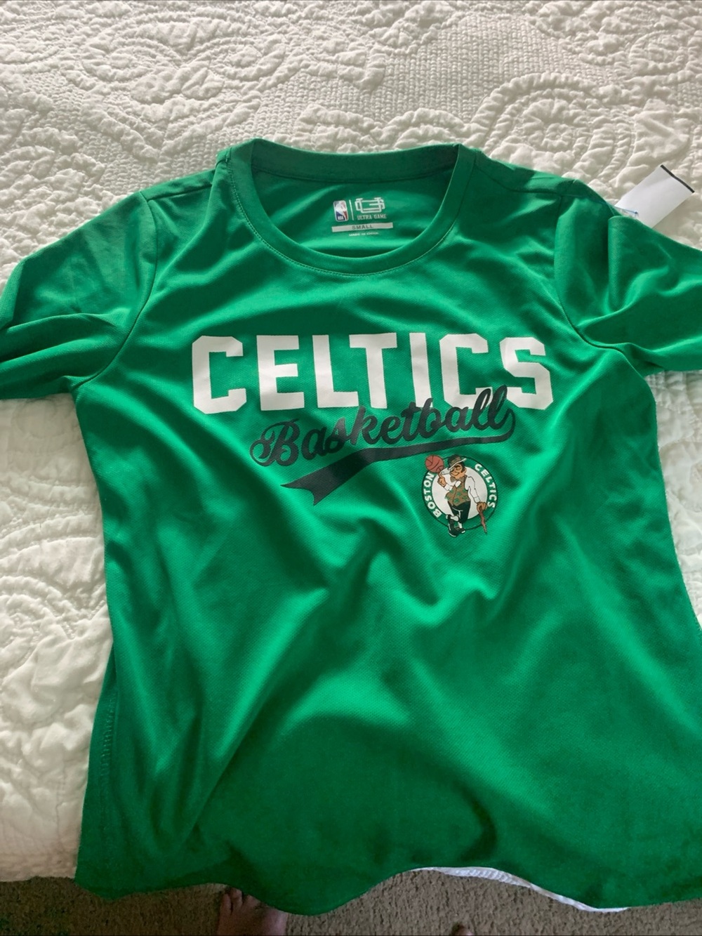 Green big kids or ladies small Basketball Tee